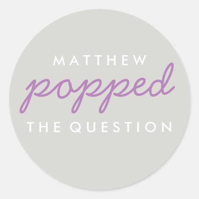 Popped the Question Popcorn Welcome Bag Sticker (Front)