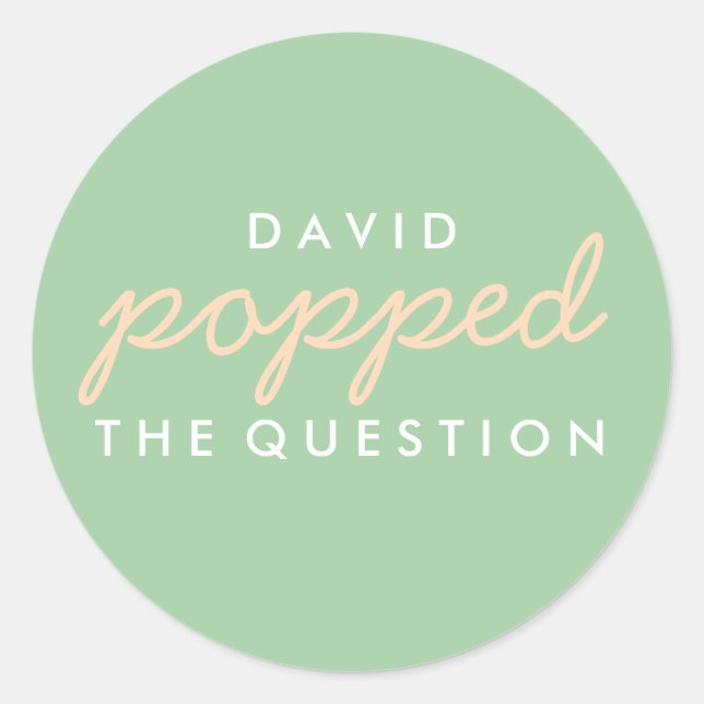 Popped the Question Popcorn Welcome Bag Sticker (Front)