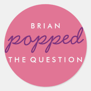 Popped the Question Popcorn Welcome Bag Sticker