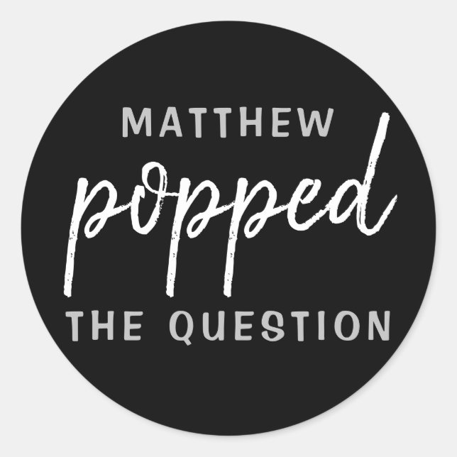 Popped the Question Wedding Bachelorette Sticker (Front)