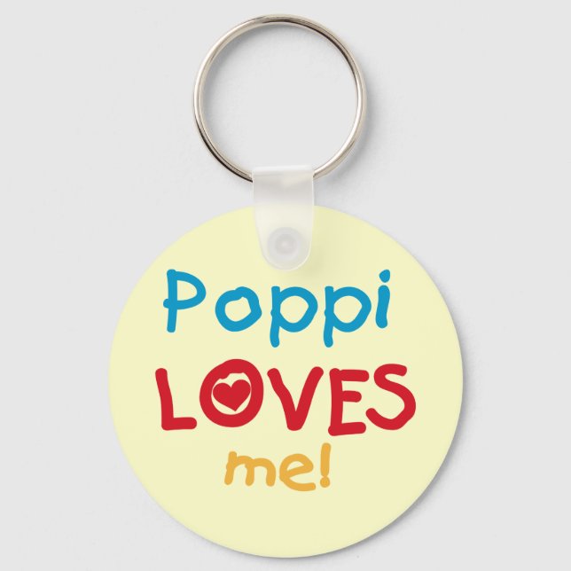 Poppi Loves Me T-shirts and Gifts Keychain (Front)