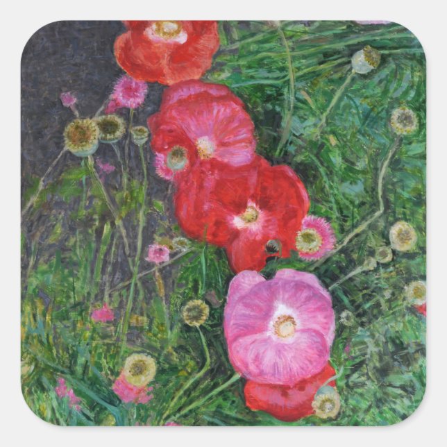 Poppies 2009 square sticker (Front)