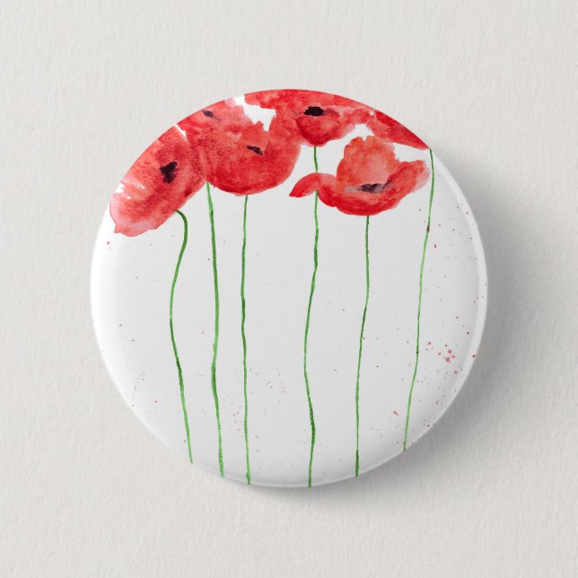 Poppies 2 Inch Round Button (Front)