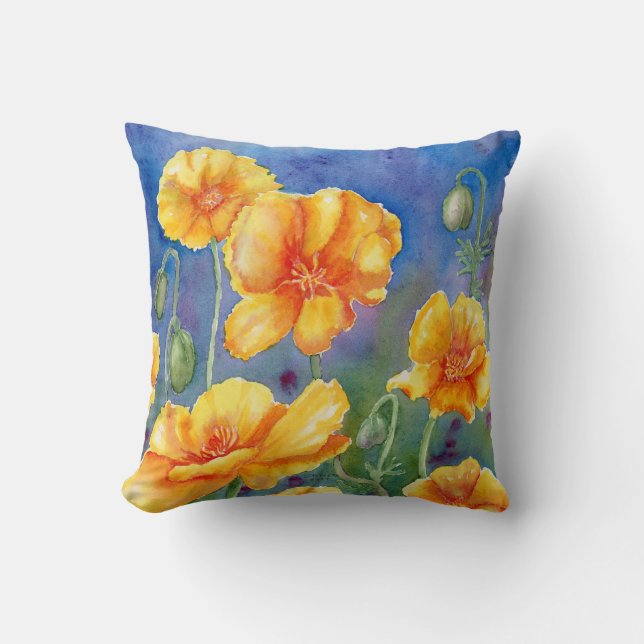 "Poppies" Accent Pillow (Front)