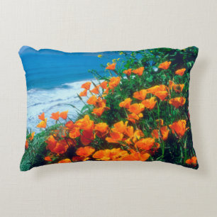 Poppies along the Pacific Coast near Big Sur Accent Pillow