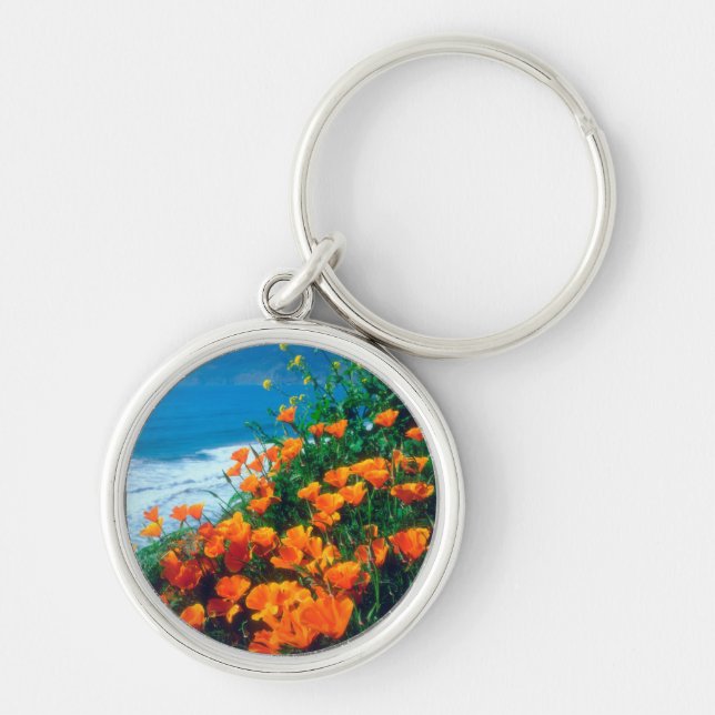 Poppies along the Pacific Coast near Big Sur Keychain (Front)