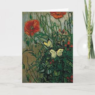 Poppies and Butterflies (F748) Van Gogh Fine Art Card
