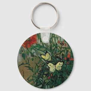 Poppies and Butterflies (F748) Van Gogh Fine Art Keychain