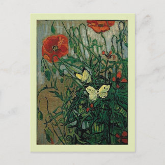 Poppies and Butterflies (F748) Van Gogh Fine Art Postcard