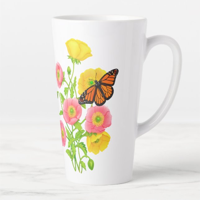 Poppies and Butterflies Fine Art Latte Mug (Right)