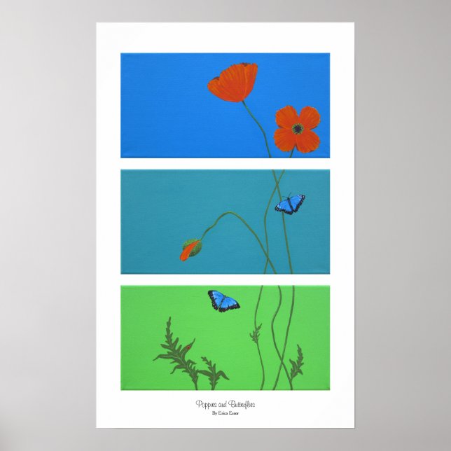Poppies and Butterflies Poster (Front)