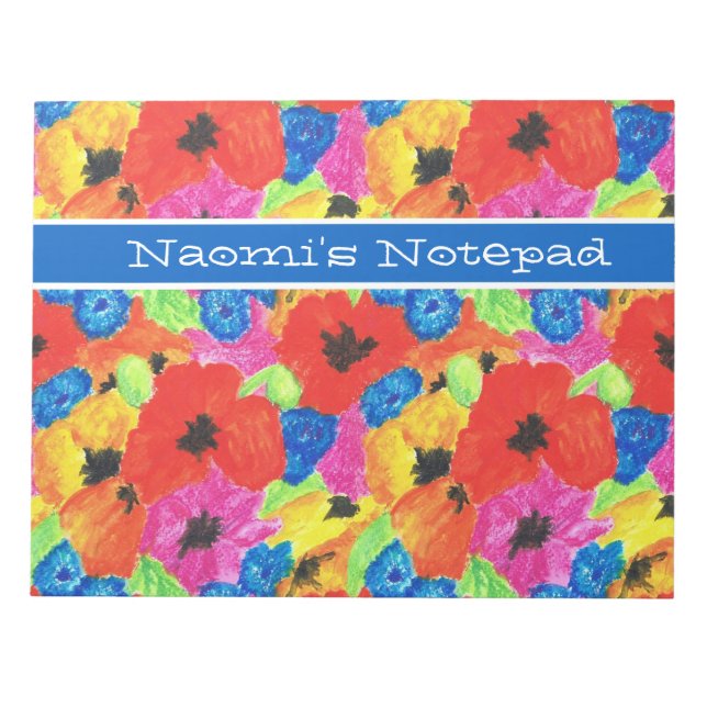 Poppies and Cornflowers Customizable Notepad (Front)