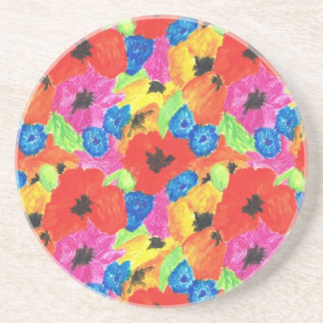 Poppies and Cornflowers Sandstone Coaster (Front)