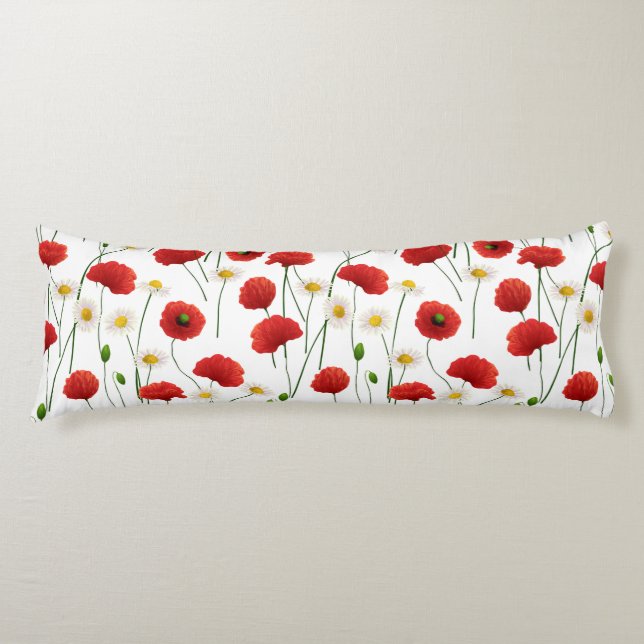 Poppies and daisies body pillow (Front)