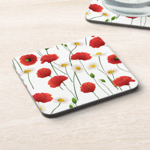 Poppies and daisies coaster