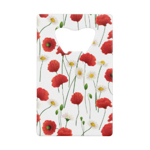 Poppies and daisies credit card bottle opener