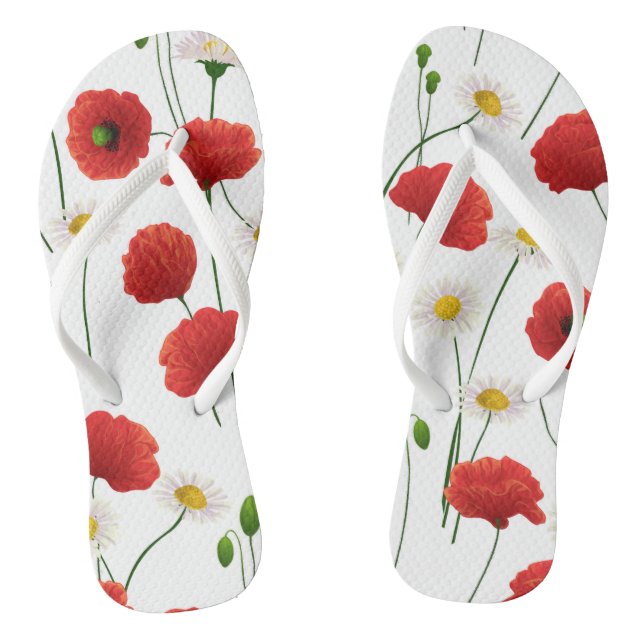 Poppies and daisies flip flops (Footbed)