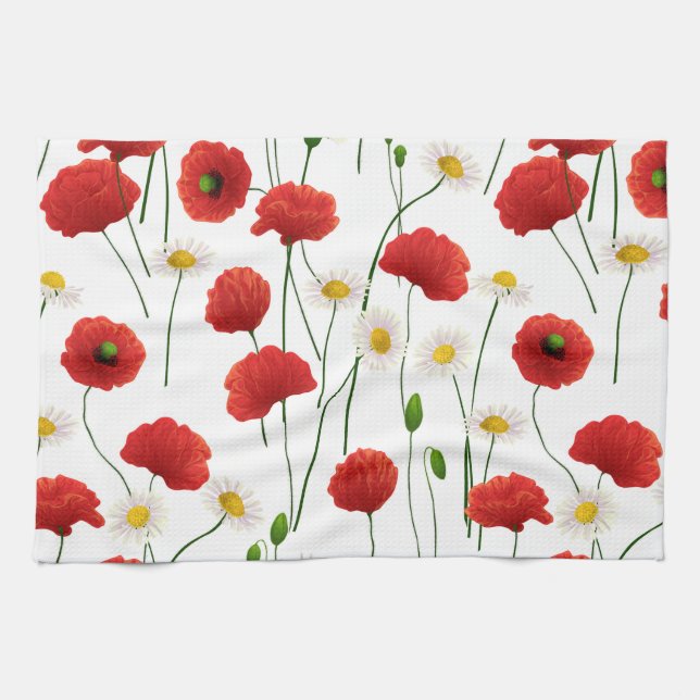 Poppies and daisies kitchen towel (Horizontal)