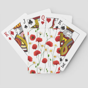 Poppies and daisies playing cards
