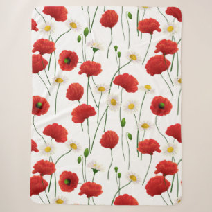Poppies and daisies sherpa blanket