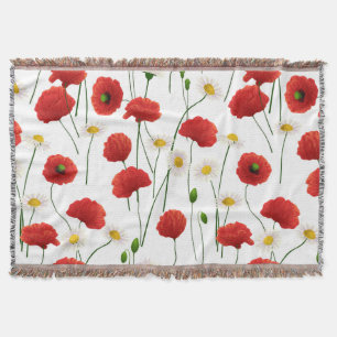 Poppies and daisies throw blanket