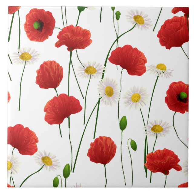 Poppies and daisies tile (Front)
