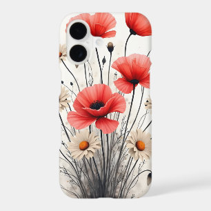 Poppies and daisies - Watercolor flowers
