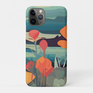 Poppies and fox tails Abstract flower field iPhone 11 Pro Case