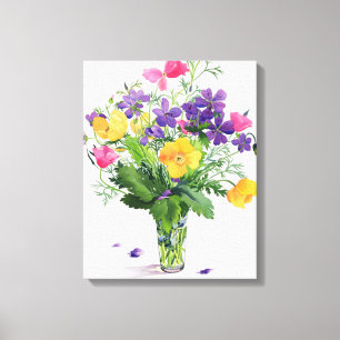 Poppies and Geraniums Canvas Print