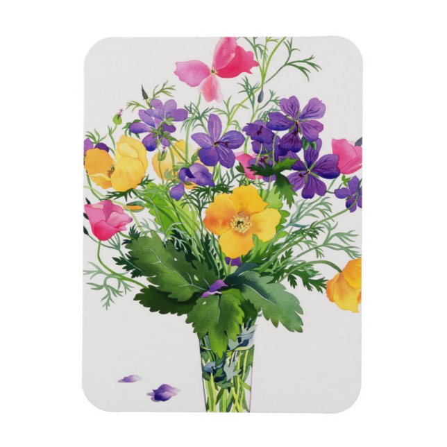 Poppies and Geraniums Magnet (Vertical)