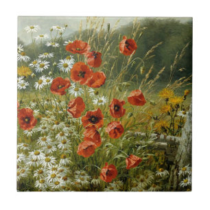 Poppies and Irises Tile