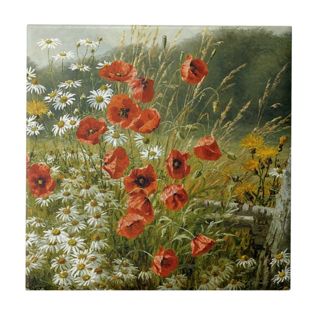 Poppies and Irises Tile (Front)