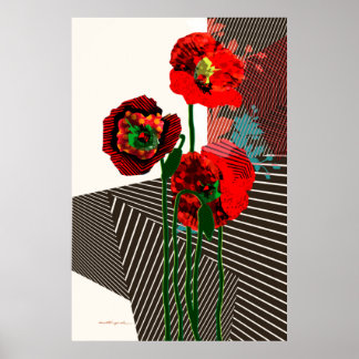 Poppies and patterns poster