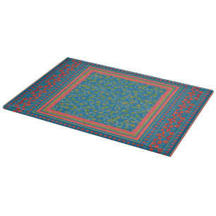Poppies and Poppy Buds on Blue Chopping Board