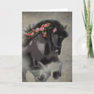 Poppies and The Friesian - Greeting Card