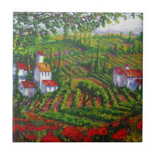 Poppies and Vineyards Tile