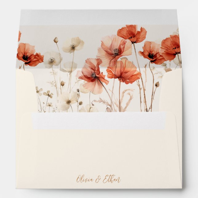 Poppies and Wildflowers Wedding  Envelope (Back (Bottom))