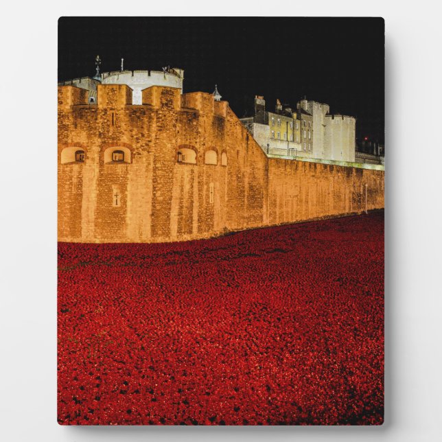 Poppies at the Tower of London - Night Panorama Plaque (Front)