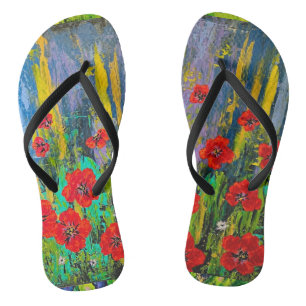 Poppies at your feet!     flip flops