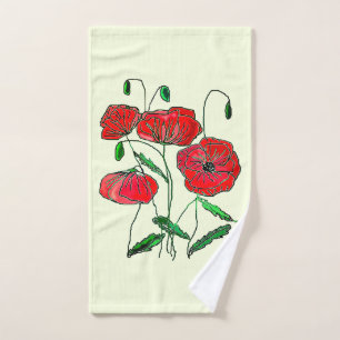 Poppies Bath Towels - Choose Colour