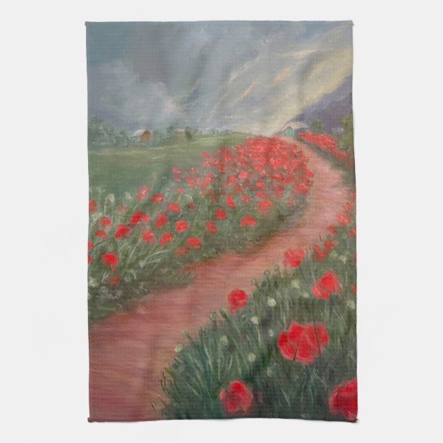 Poppies Before The Storm Kitchen Towel (Vertical)