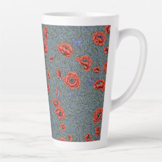 Poppies Blue Butterflies Latte Mug