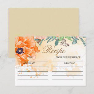 Poppies bridal shower recipe card