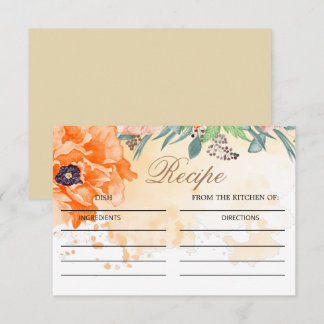 Poppies bridal shower recipe card