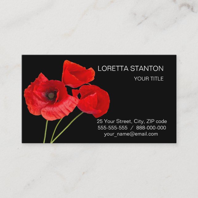 Poppies Business Card (Front)