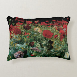 Poppies by John Singer Sargent, Vintage Flowers Accent Pillow