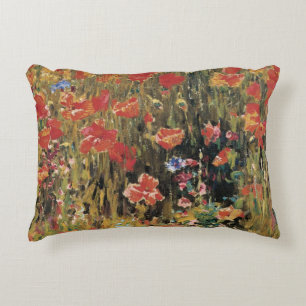 Poppies by Robert Vonnoh, Vintage Impressionism Decorative Pillow