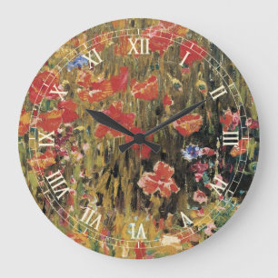 Poppies by Robert Vonnoh, Vintage Impressionism Large Clock