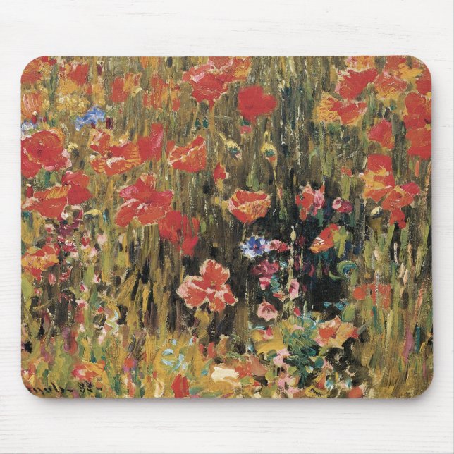 Poppies by Robert Vonnoh, Vintage Impressionism Mouse Pad (Front)