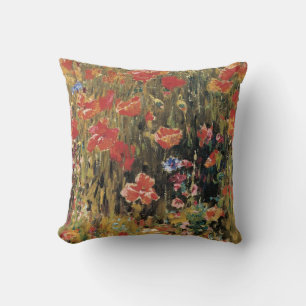 Poppies by Robert Vonnoh, Vintage Impressionism Throw Pillow